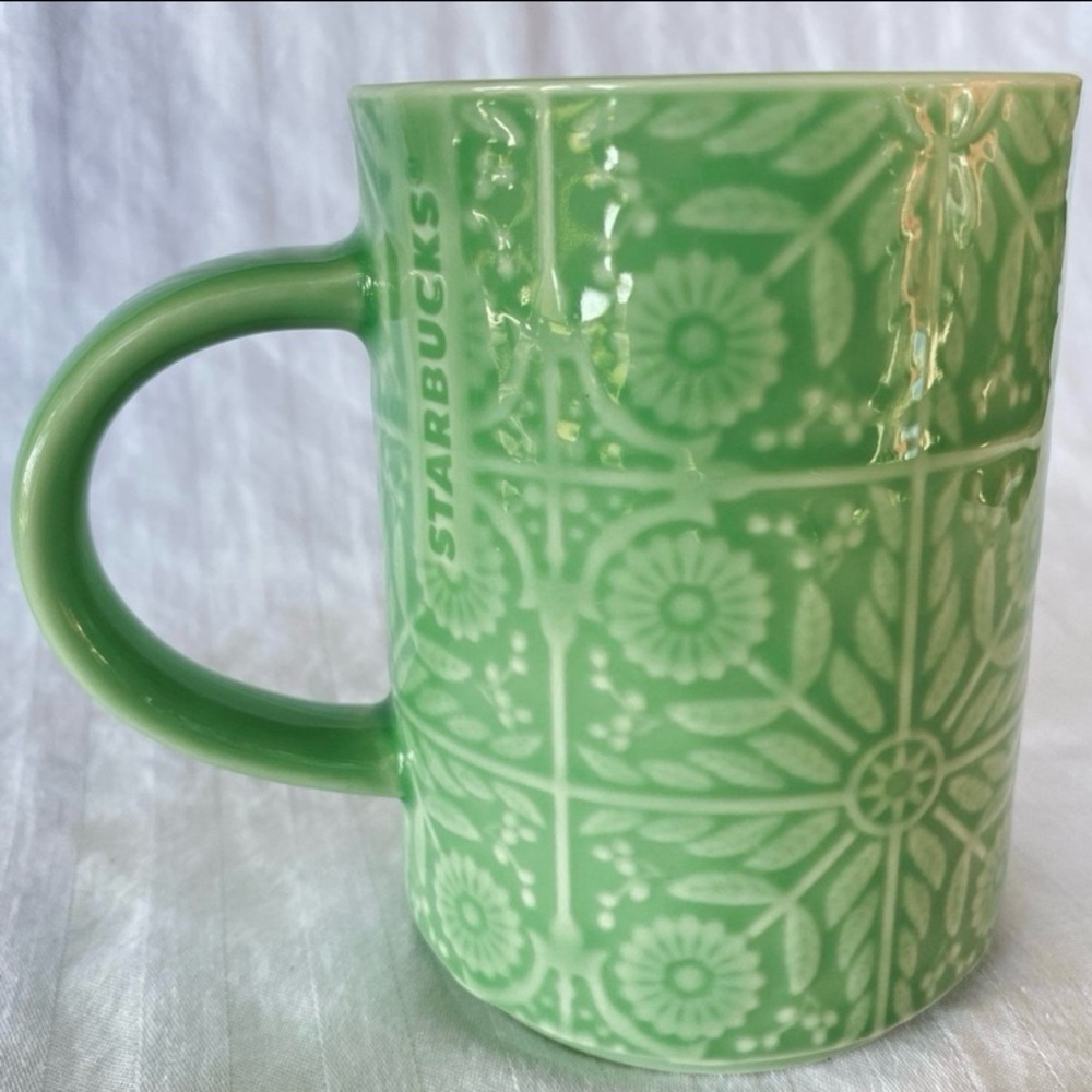 Starbucks Floral Green Mug